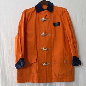 Ralph Lauren Fireman Vintage Fireman Toggle  Rain Jacket Coat Sz Medium Orange